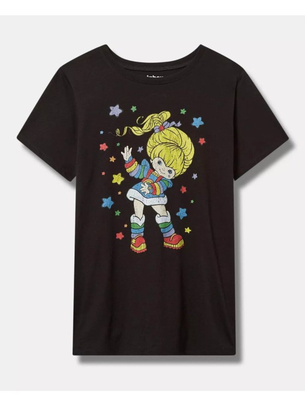 Torrid New Rainbow Brite Black Cotton Blend Crew Tee T-Shirt Top Size 2X Plus